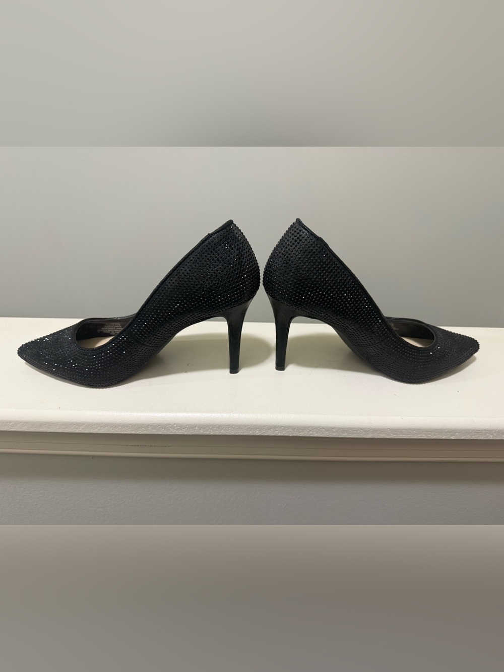 Jessica Simpson Black Rhinestone Mid Heel Pumps